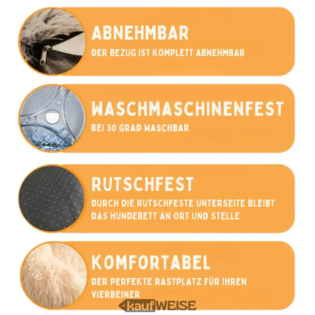 Oranges Donut-Hundebett 60cm waschbar flauschig von Cee Cee