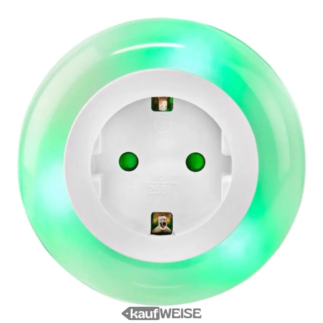 Runder grün beleuchteter europäischer Steckdoseneinsatz mit Nachtlicht von Nedis