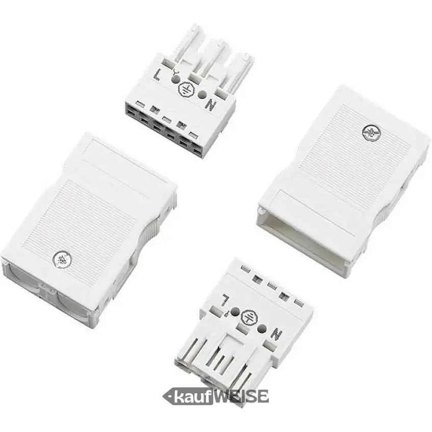 Weißer TRILUX E-Line Flex Steckdosendeckel mit schwarzer Markierung und Schrauben