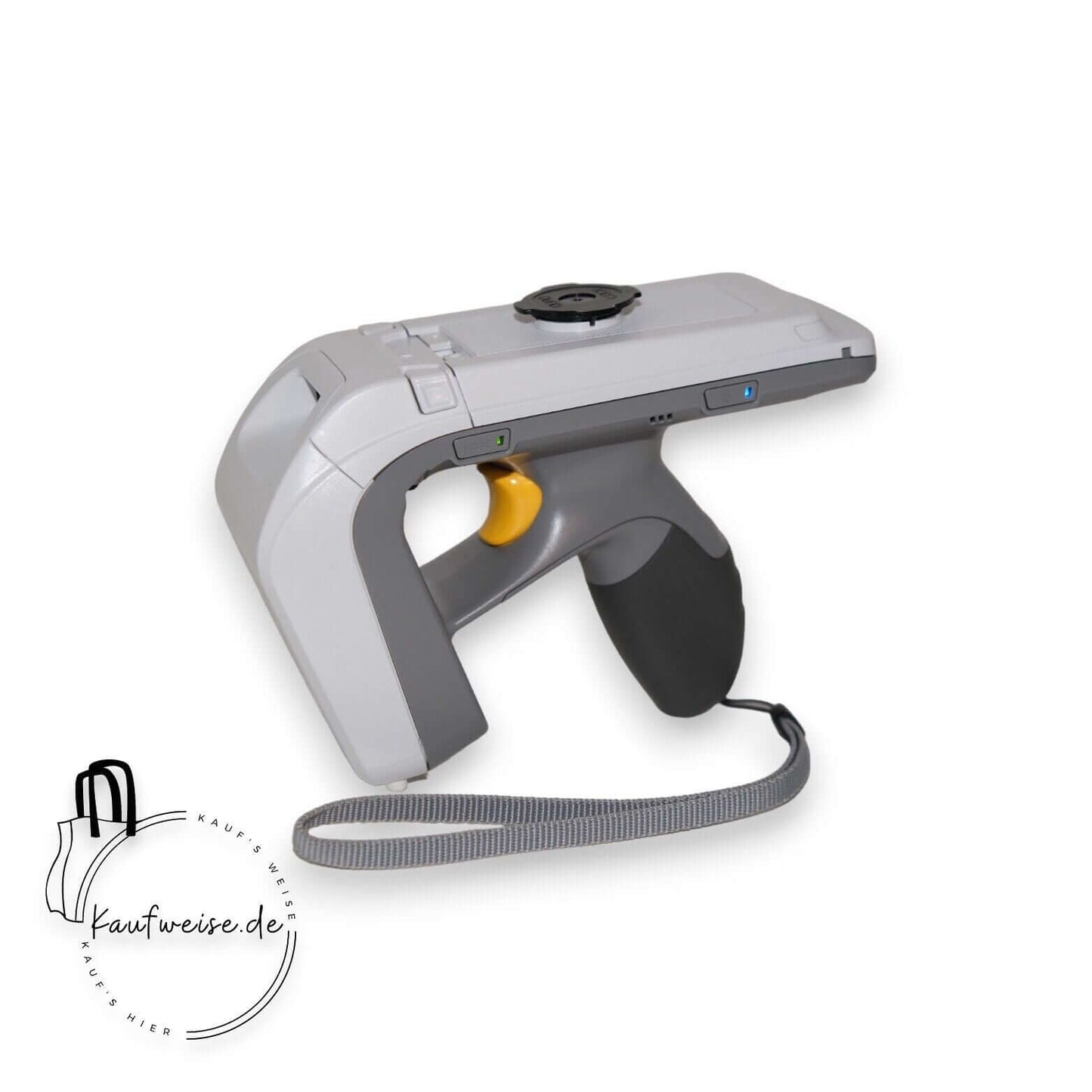 Der Handscanner Zebra RFD8500-1R-EU RFID Gun Sled besticht durch ein elegantes grau-weißes Design und ist mit fortschrittlicher 1D/2D-Barcode- und RFID-Scantechnologie ausgestattet. Er verfügt über einen praktischen Auslöseknopf und eine Handschlaufe für verbesserte Benutzerfreundlichkeit. Die ergonomische Bauweise sorgt für eine bequeme Handhabung und das Bild enthält das Zebra-Logo in der unteren linken Ecke.