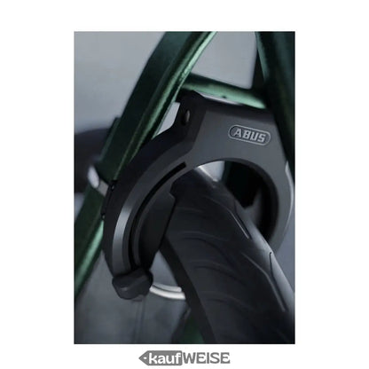 Dunkelgraues Fahrradschloss mit Reifen sichern, ABUS 6950M Granit XPlus Ringschloss