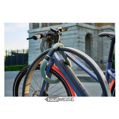 Fahrrad mit U-Lock an Fahrradständer gesichert, ABUS Gans Lock 6206K/110 in grün