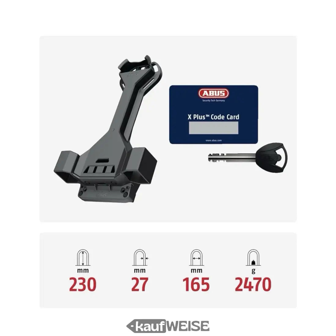 Bicycle lock mount mit X Plus Code Card und Schlüssel für ABUS Granit Super Extreme 2500