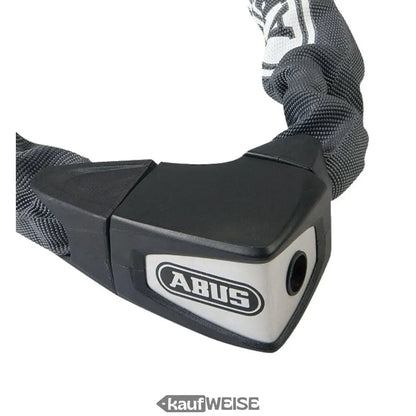 Schwarzes und silbernes ABUS Kettenschloss für Fahrräder oder Motorräder