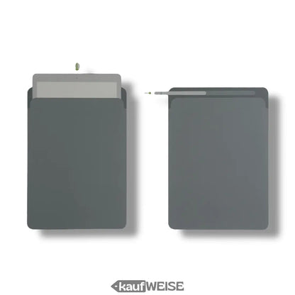 Charcoal graue Leder-Hülle für Apple iPad Pro 12,9’’ mit Silber-Hardware und Magnetverschluss