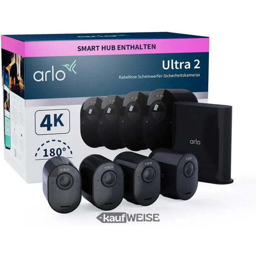 Arlo Ultra 2 4K Sicherheitssystem mit 4 Kameras (Schwarz)