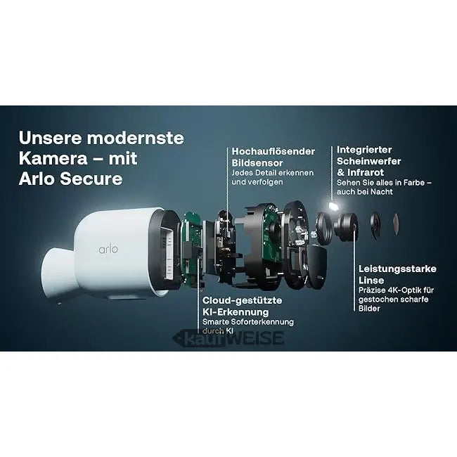 Arlo Ultra 2 4K weiße Sicherheitskamera mit LED-Lichtern und Nachtsicht