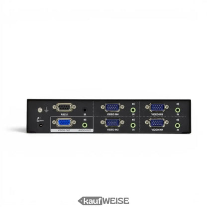 Schwarzer aten vs0401 4-port vga switch mit audio und rs232 anschlüssen auf der rückseite