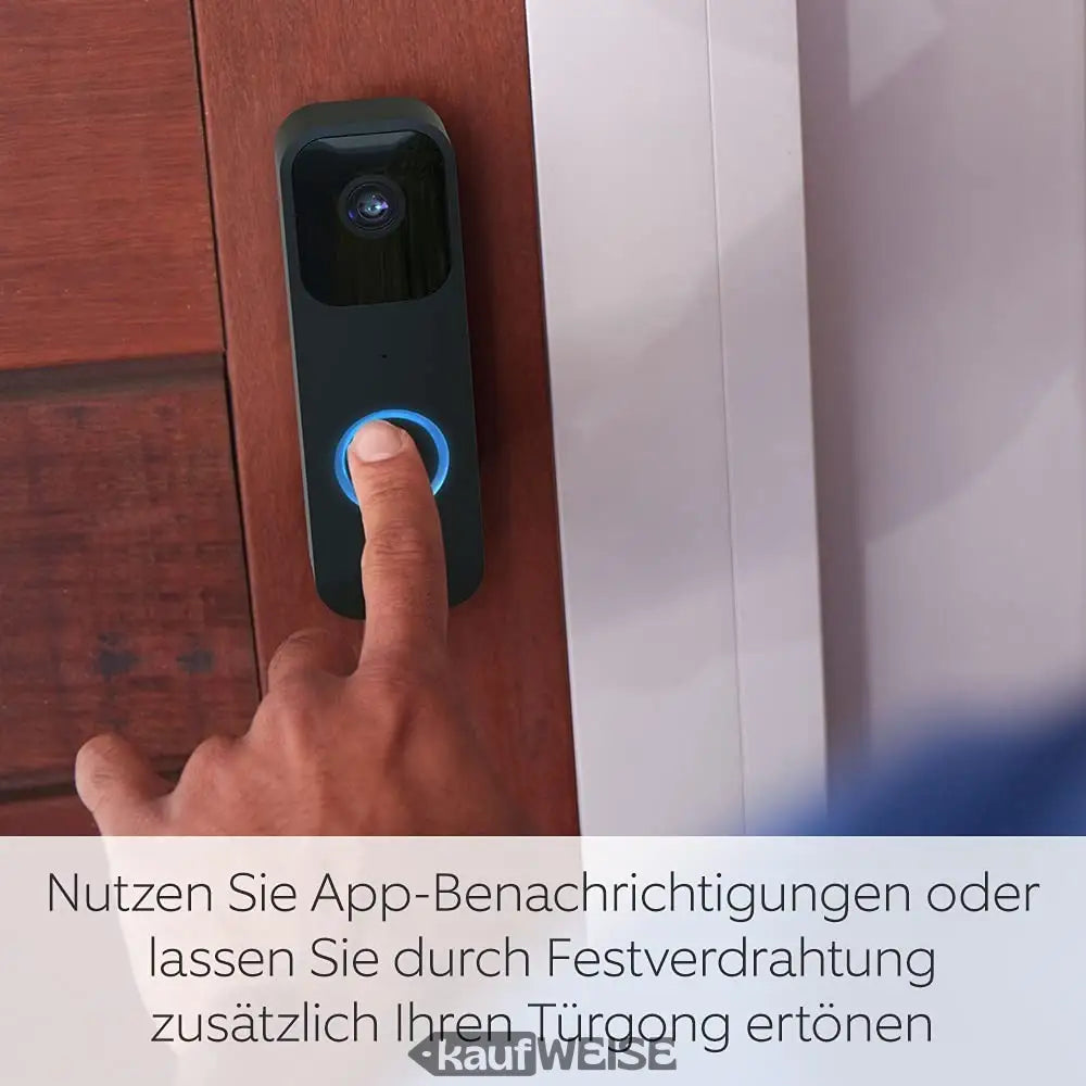 Schwarze Blink Video-Türklingel mit HD-Kamera und App-Benachrichtigungen