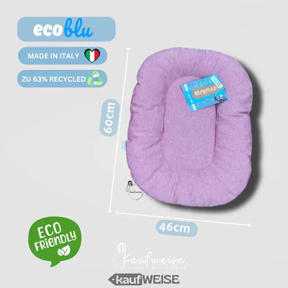 Lila Baby Nest mit Maßen im Produkt Tierkissen Rosa -Grau für Hund und Katze