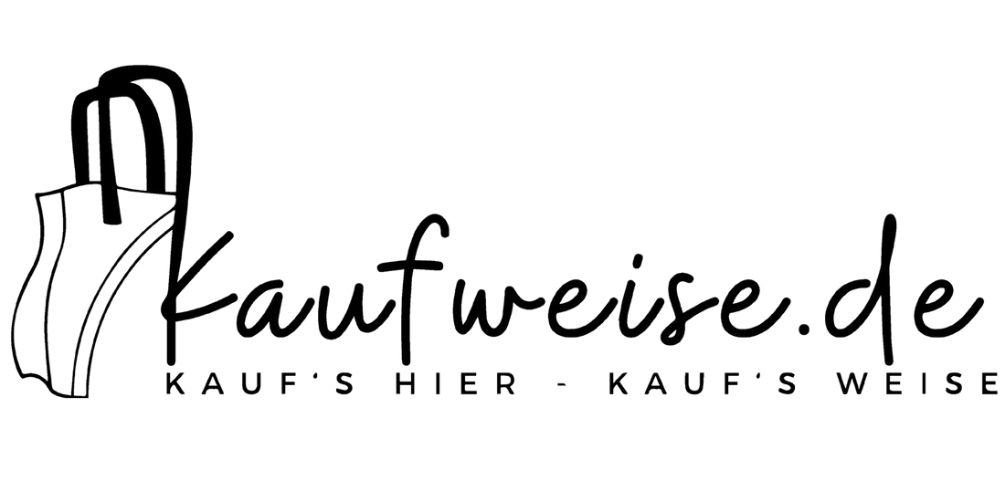 Logo von Kaufweise.de – Online-Shop für einzigartige Artikel und Insolvenzware. Enthält eine stilisierte Einkaufstasche und den Schriftzug 'Kaufweise.de' mit dem Slogan 'Kauf’s hier – Kauf’s weise'