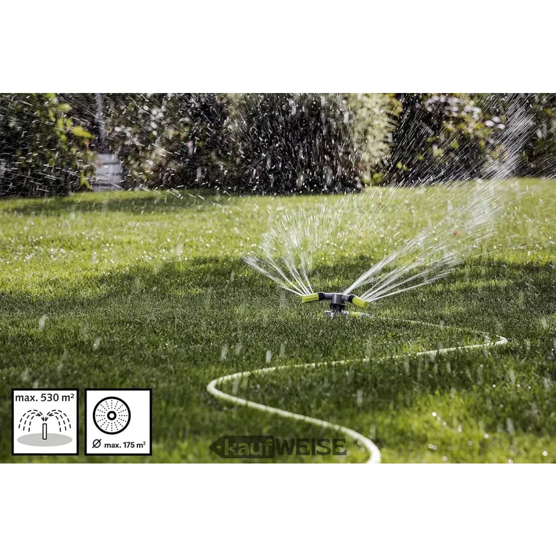 Drehbarer Rasensprenger Kreisregner Trio für 175 m² Garten aus Kunststoff REHAU