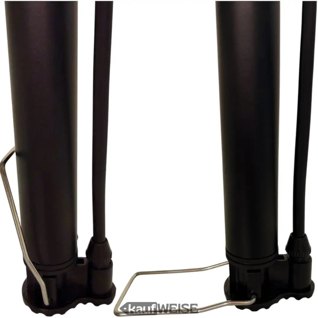 Schwarze LeiPoS Mini-Stand-Fahrradpumpe mit Metallgriff und Basis