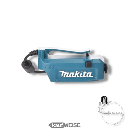 Teal und weiße Makita Arbeiterleuchte für 18V LXT Stromversorgung und Adapter