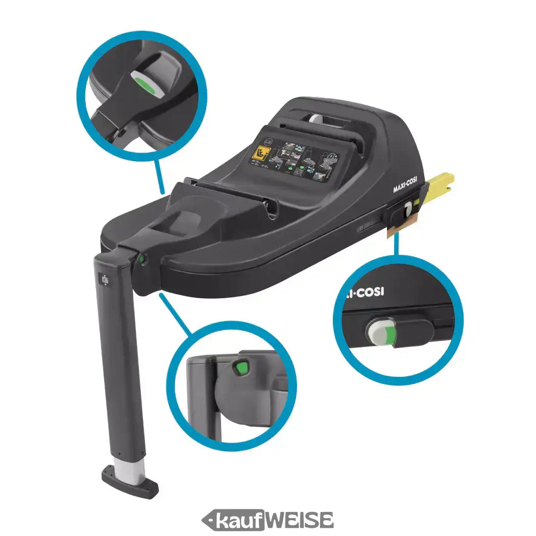 Maxi-Cosi CabrioFix i-Size ISOFIX Base mit schwarzem J-Cosi Autositzfuß und grünen Akzenten
