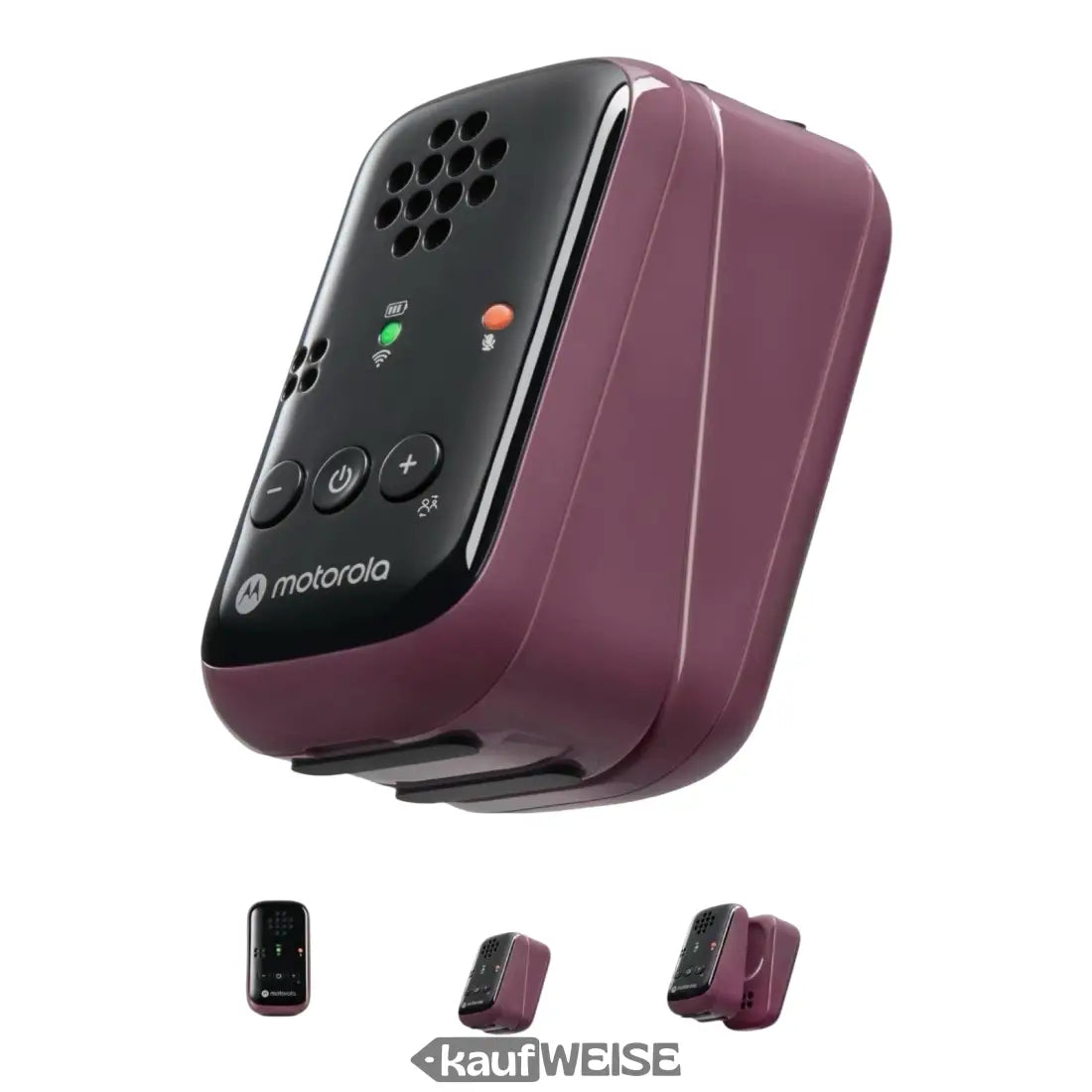 Maroon und schwarzer Babyphone Motorola PIP12 mit Tasche und HD Sound