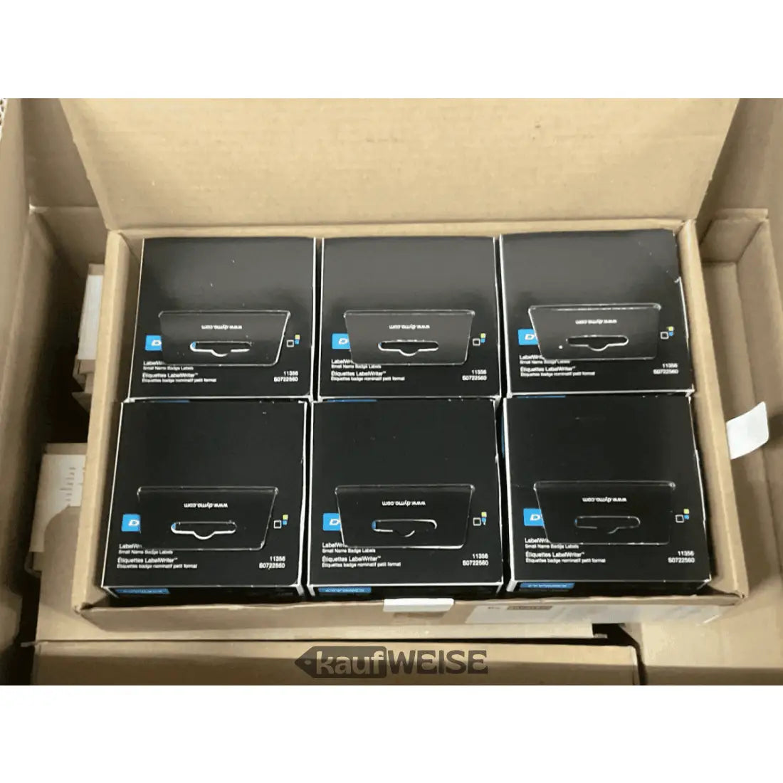 Boxen mit DYMO Etiketten für LabelWriter Original Rolle S0722560 und Twin Turbo