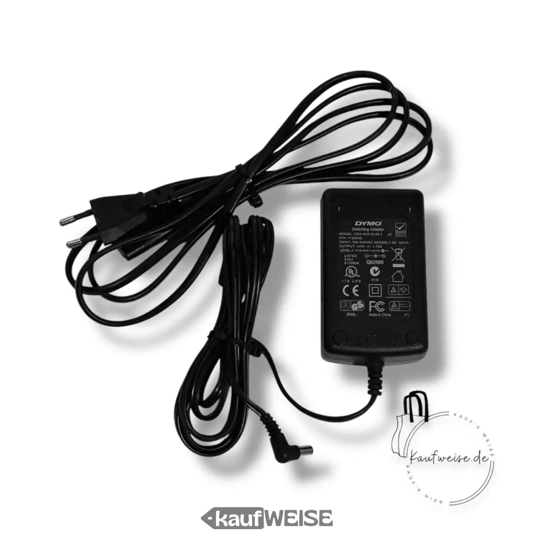 Schwarzes Original DYMO Netzteil DSA-0421S-24 mit Anschlüssen für LabelWriter 400/450