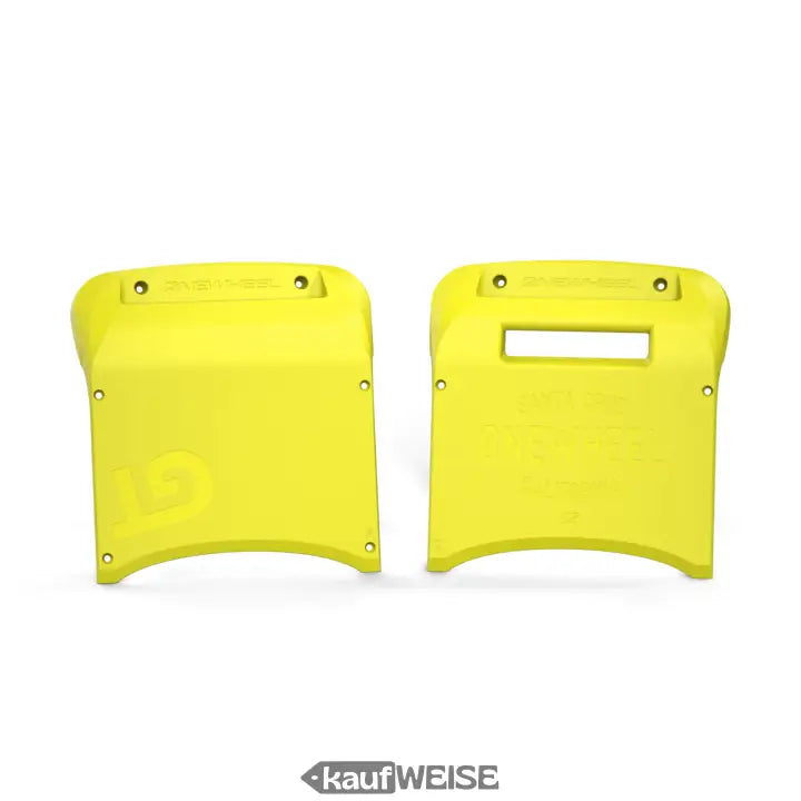 Original onewheel gt gt-s bumper set in bright yellow plastic with molded logo and reinforced edges for protection