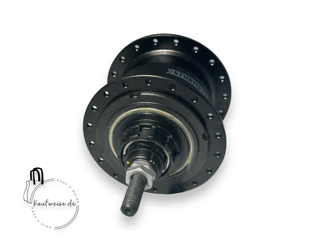 Schwarzes Fahrradnaben-Achsen-Teil der Original VanMoof X-RK4 4-Gang Nabenschaltung