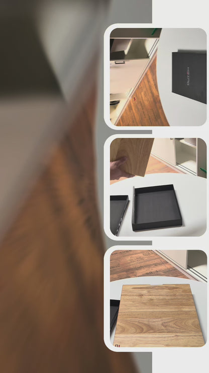 DutchDeluxes 3-in-1 Teak Schneidebrett (klappbar) | Servierbrett & Tablet-Halter | Aus massivem Teakholz