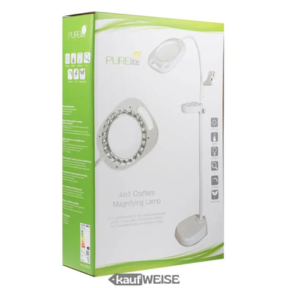 Boxed LED-Lupenleuchte 4 in 1 Standleuchte Tischlampe mit Batterie und 220V