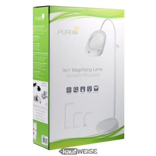 Boxed 3in1 LED Lupenleuchte für Tisch, Stand und Klemm, 220V plus Batterie
