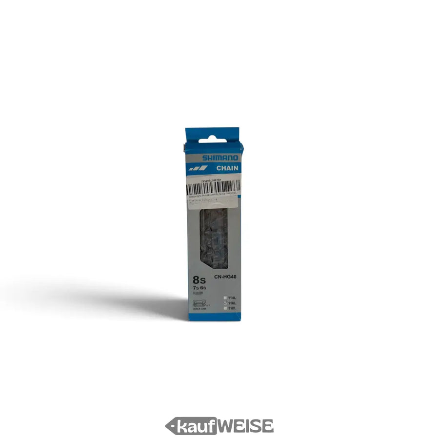 Shimano CN-HG40 Fahrradkette 6/7/8-fach, 116 Glieder, Verpackung Vorderseite mit Quick-Link-Symbol