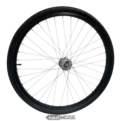 Schwarzes Sturmey Archer HDS12 Nabendynamo Vorderrad 26 Zoll mit silbernen Speichen