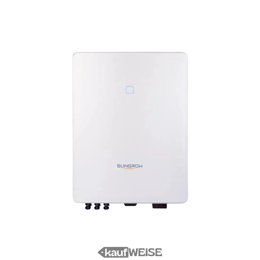 Weiße rechteckige Solarpanel mit schwarzem Text und Anschlüssen für Sungrow 4kW Wechselrichter