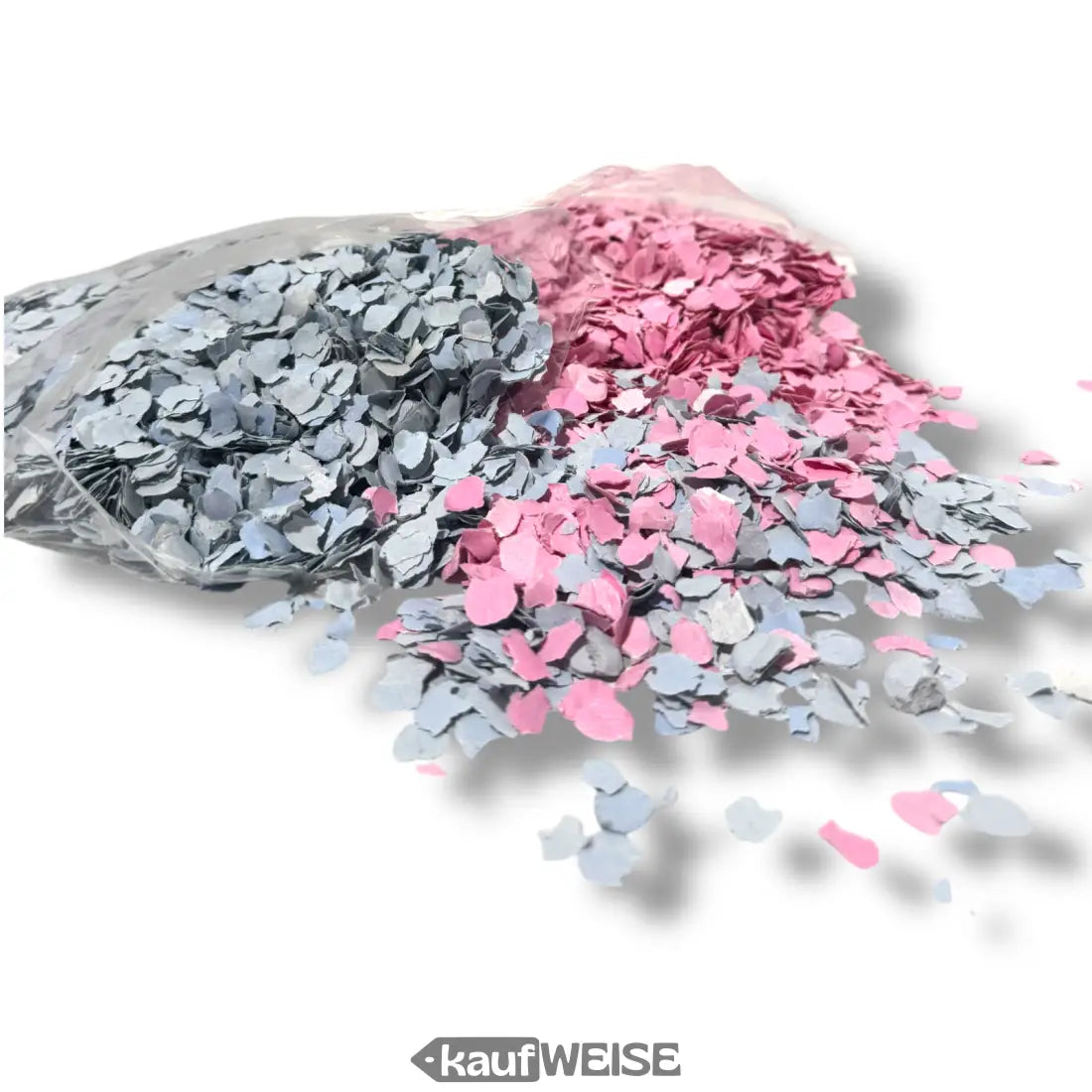 Pink und graue Konfetti Flakes für Party und Hochzeit im Beutel 100g