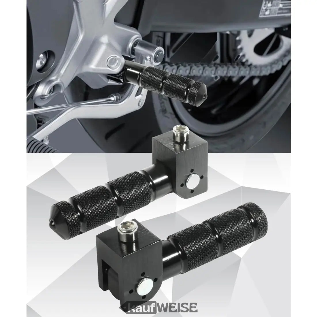 Schwarze anodisierte Aluminium Motorradfußrasten mit geriffeltem Griff für E-Bike