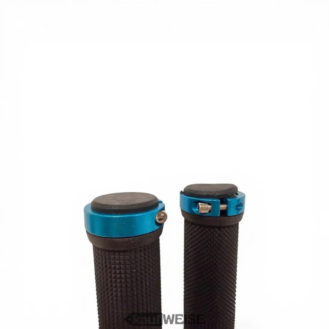 Urban armor fahrradgriffe 22mm schwarz mit blauen metallverschlusskappen rutschfest ergonomisch für bmx und mtb