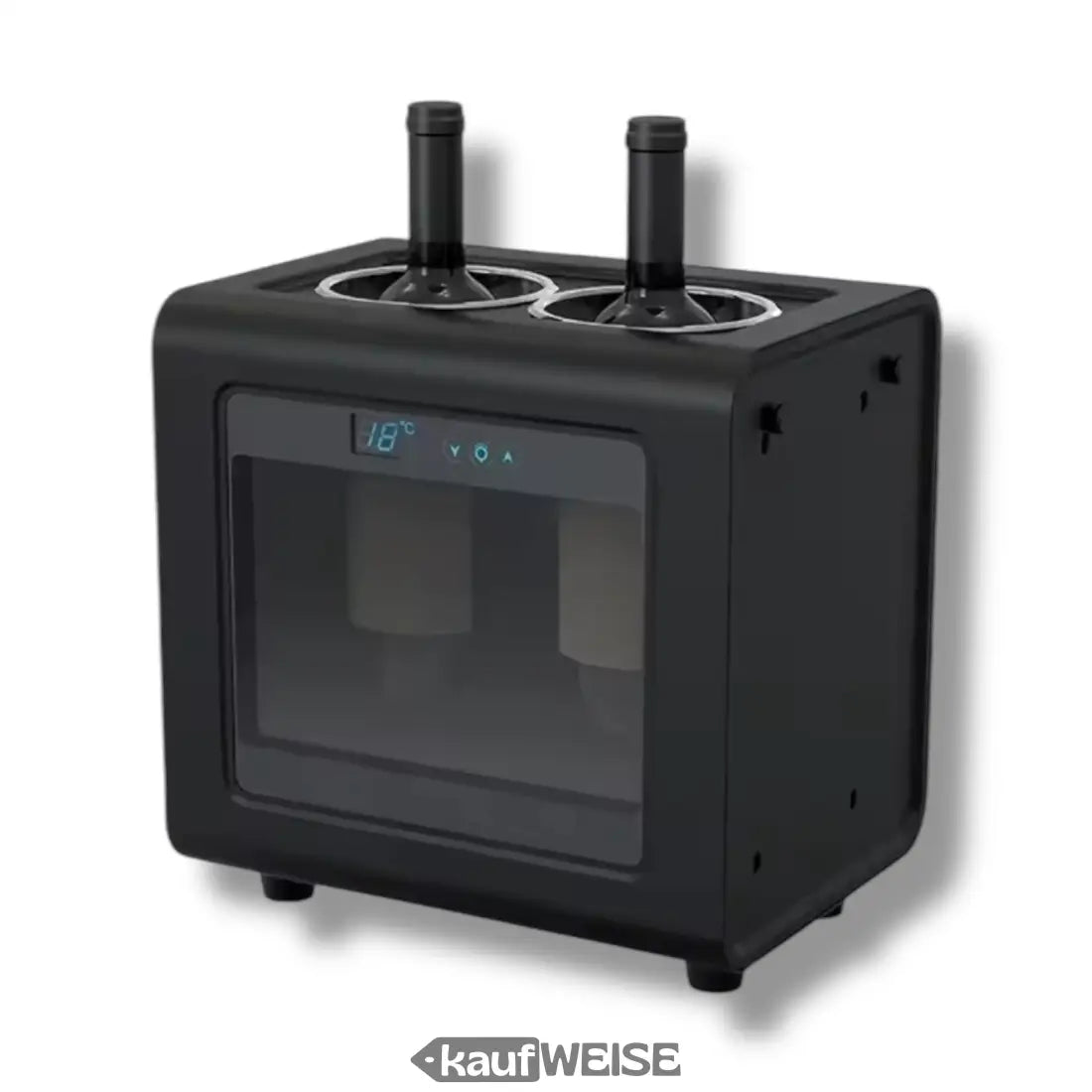 Schwarzer Weinkühler für zwei Flaschen mit präziser Temperaturregelung