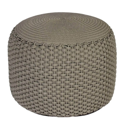 Woven cylindrical ottoman Weishäupl Pouf Hocker ideal for Indoor - Outdoor in Taupe 55cm