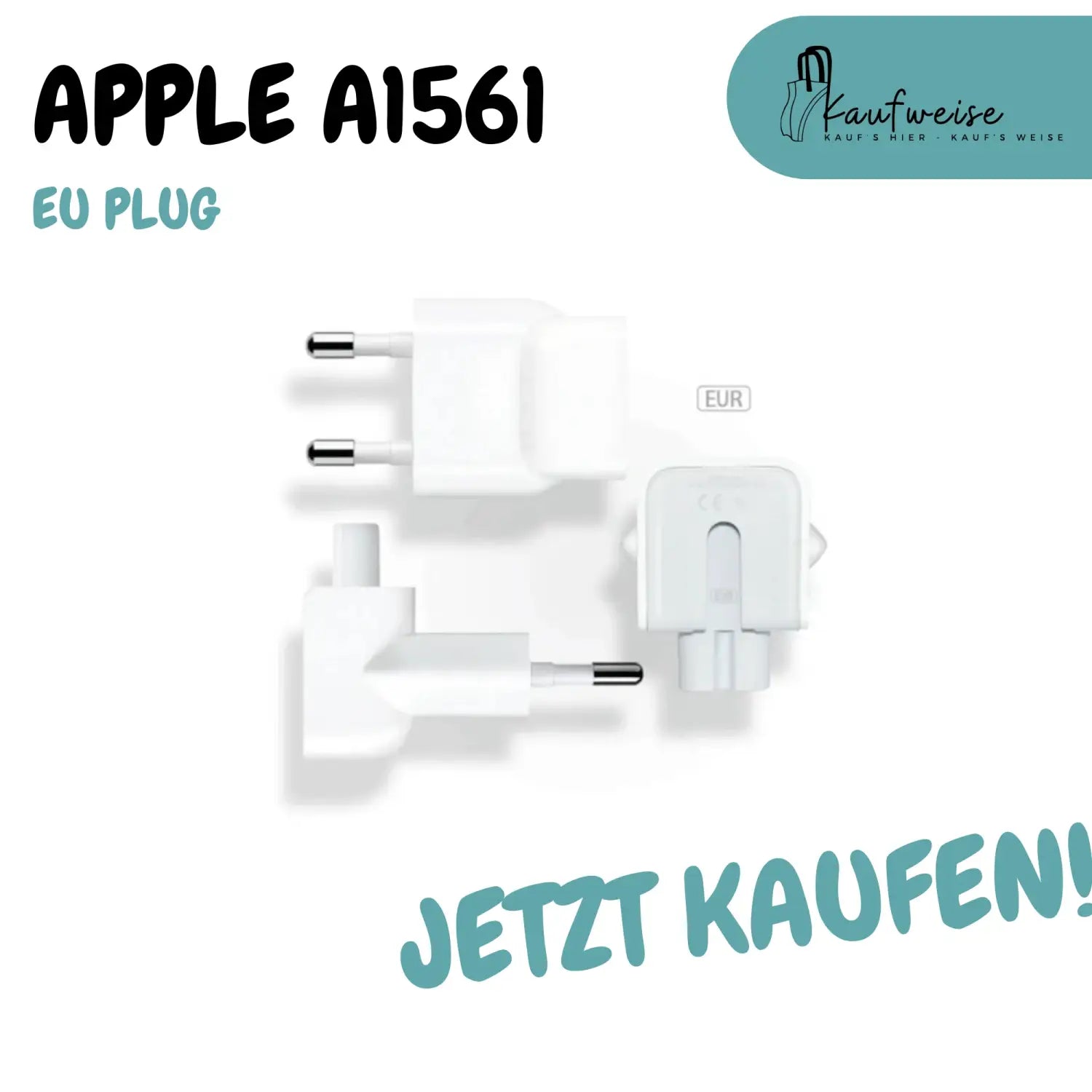 White Apple A1561 power adapter with interchangeable EU plug attachments.